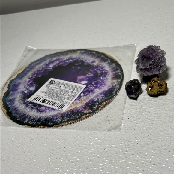 Other - Metal Flat Amathist Picture Amathist Crystal TRee w/2 Natural Stones